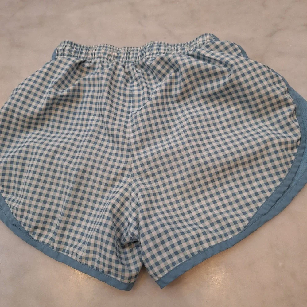 Nike Running Shorts Women XS Blue Gingham Dri-FIT Mesh Athletic Training Workout